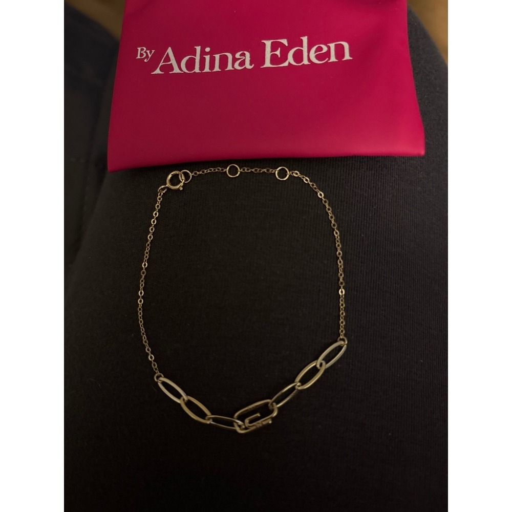 By Adina Eden Gold Tone Mixed Paperclip and Cable Link Adjustable Bracelet